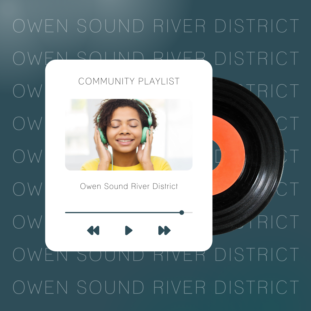 woman listening to music on headphones