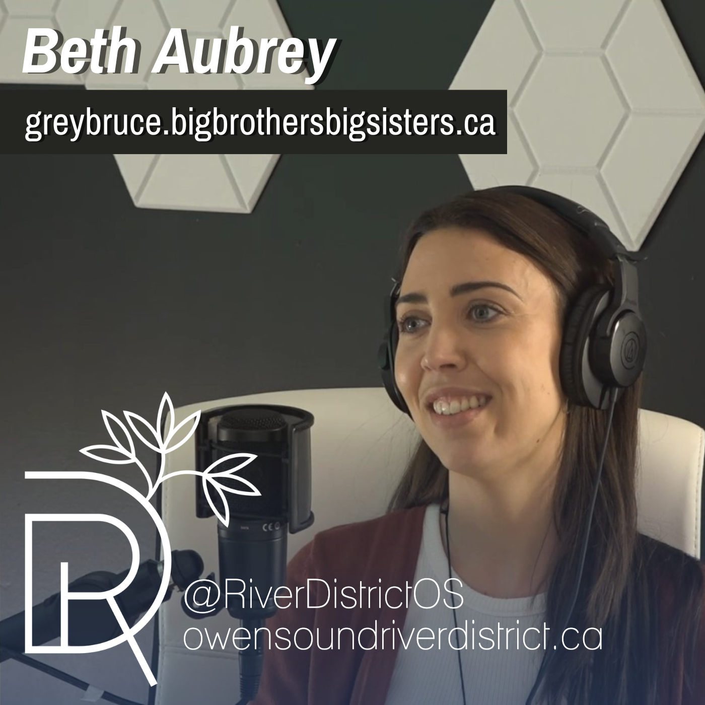 beth Aubrey of Big Brothers Big Sisters Grey Bruce in podcast studio