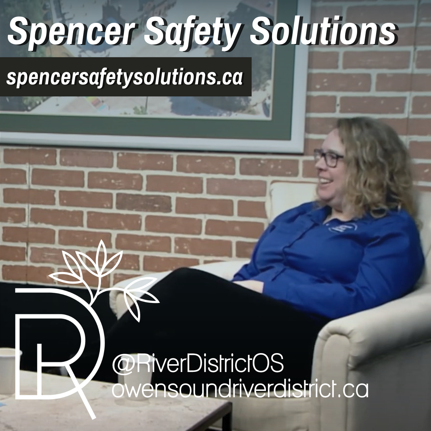 Janice Campbell in rogers studio against faux brick wall