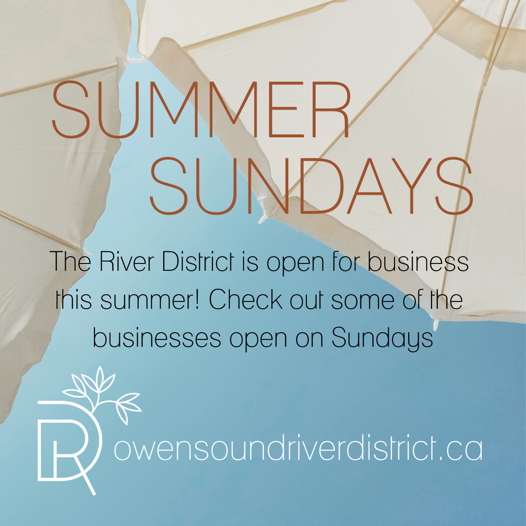 Large white umbrellas in the background of text